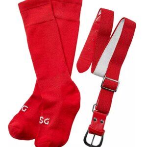 Easton: Red Athletic Socks and Belt Set